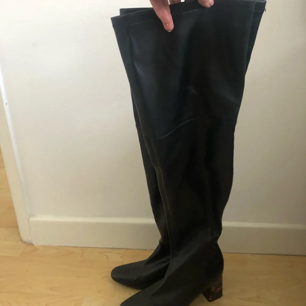 JustFab Camille Over the Knee Boot Tortoise Black 7.5